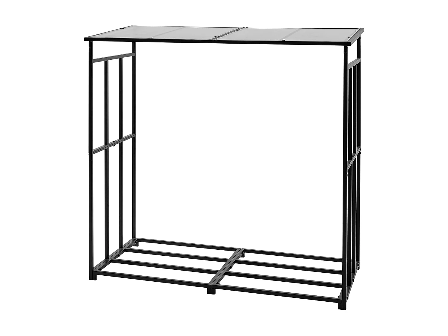 Schowek na Drewno SucceBuy do Ogrzewania z Pochyłym Daszkiem, Metalowy Zewnętrzny Schowek na Drewno, 143 x 70 x 143 cm, Maksymalna Nośność 299,4 kg, na Taras