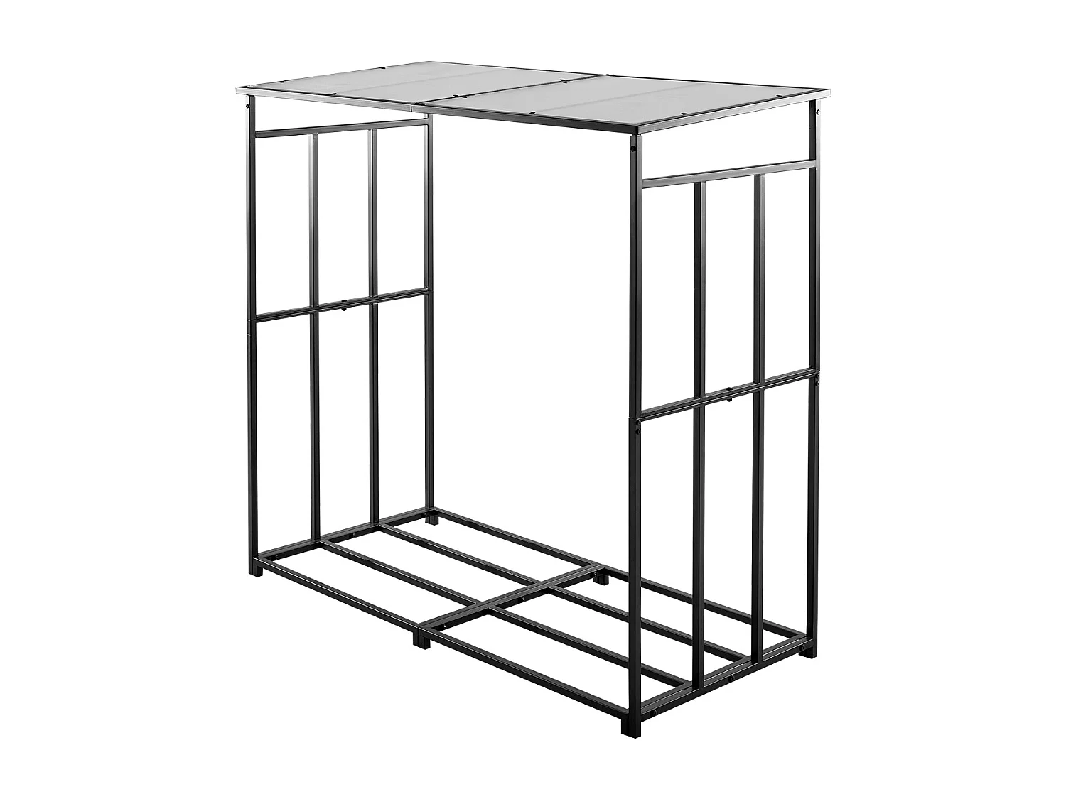 Schowek na Drewno SucceBuy do Ogrzewania z Pochyłym Daszkiem, Metalowy Zewnętrzny Schowek na Drewno, 143 x 70 x 143 cm, Maksymalna Nośność 299,4 kg, na Taras