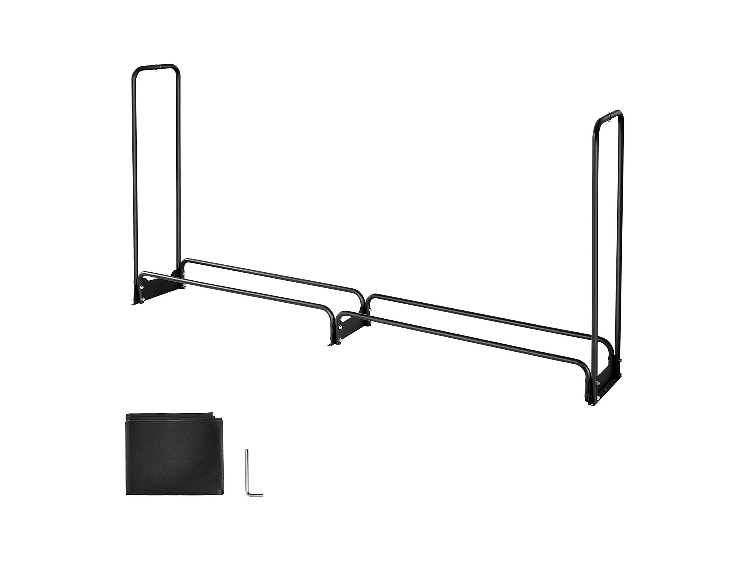 Support à Bois SucceBuy de Chauffage avec Housse Imperméable, Range-bûches Extérieur en Métal, 257 x 36 x 117 cm, Charge Maximale 299,4 kg, pour Terrasse