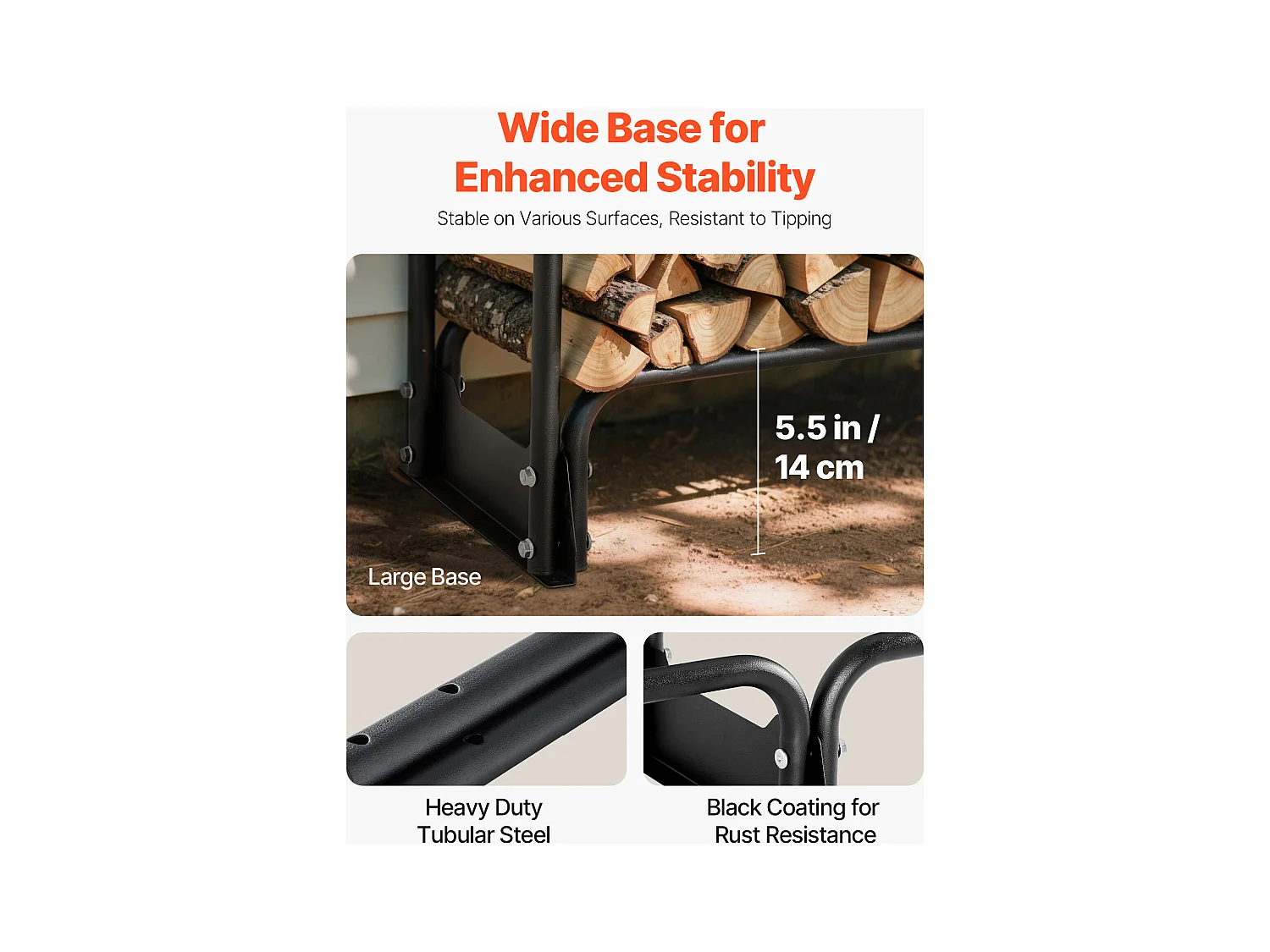 Support à Bois SucceBuy de Chauffage avec Housse Imperméable, Range-bûches Extérieur en Métal, 257 x 36 x 117 cm, Charge Maximale 299,4 kg, pour Terrasse
