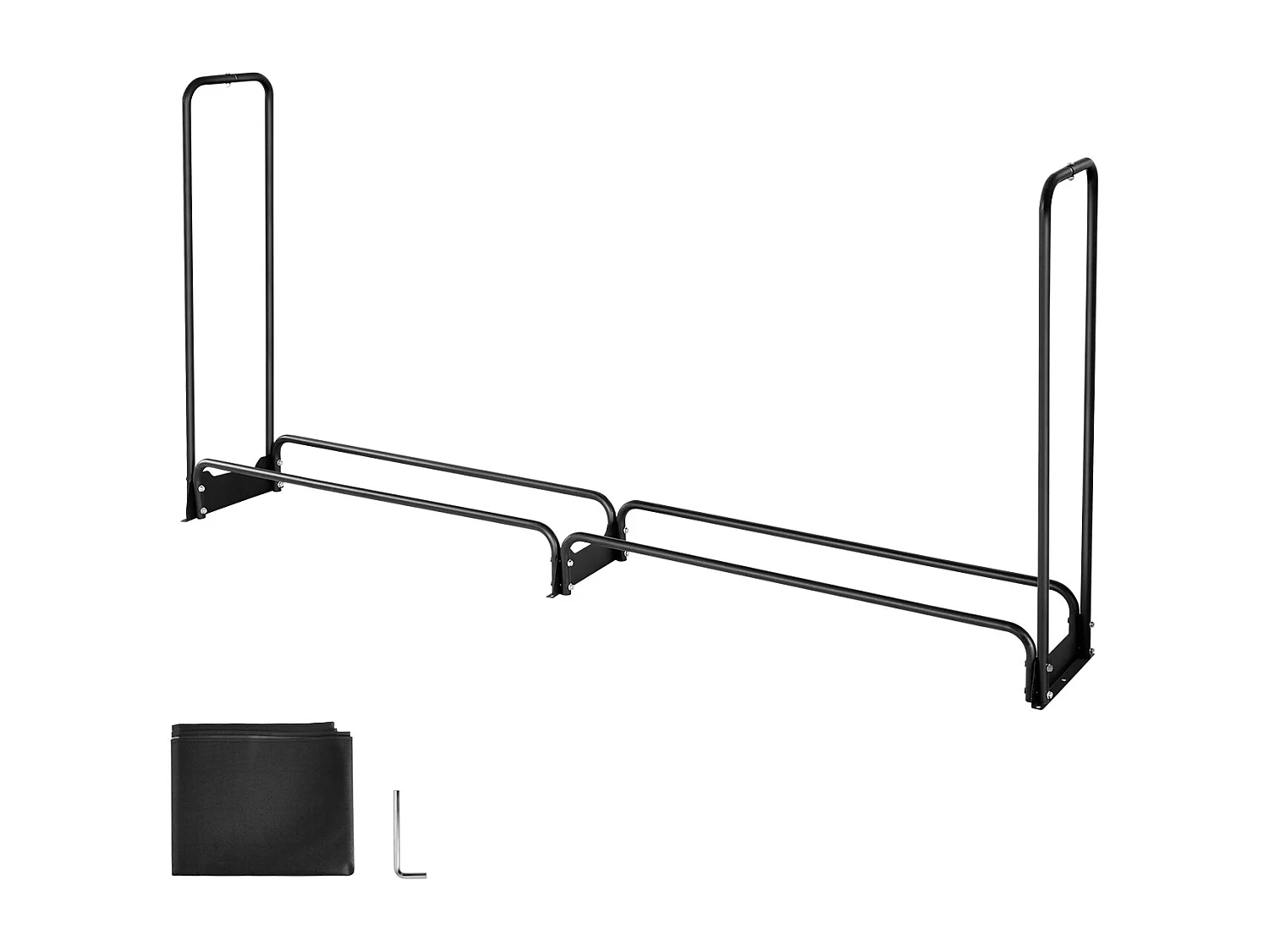 Schowek na Drewno SucceBuy do Ogrzewania z Wodoodpornym Pokrowcem, Metalowy Zewnętrzny Schowek na Drewno, 257 x 36 x 117 cm, Maksymalne Obciążenie 299,4 kg