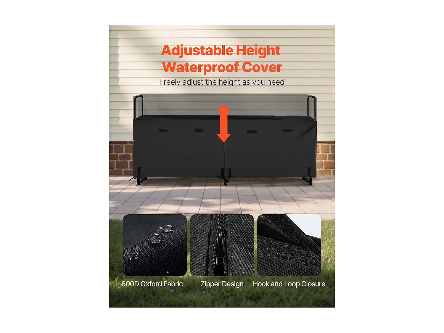 Schowek na Drewno SucceBuy do Ogrzewania z Wodoodpornym Pokrowcem, Metalowy Zewnętrzny Schowek na Drewno, 257 x 36 x 117 cm, Maksymalne Obciążenie 299,4 kg