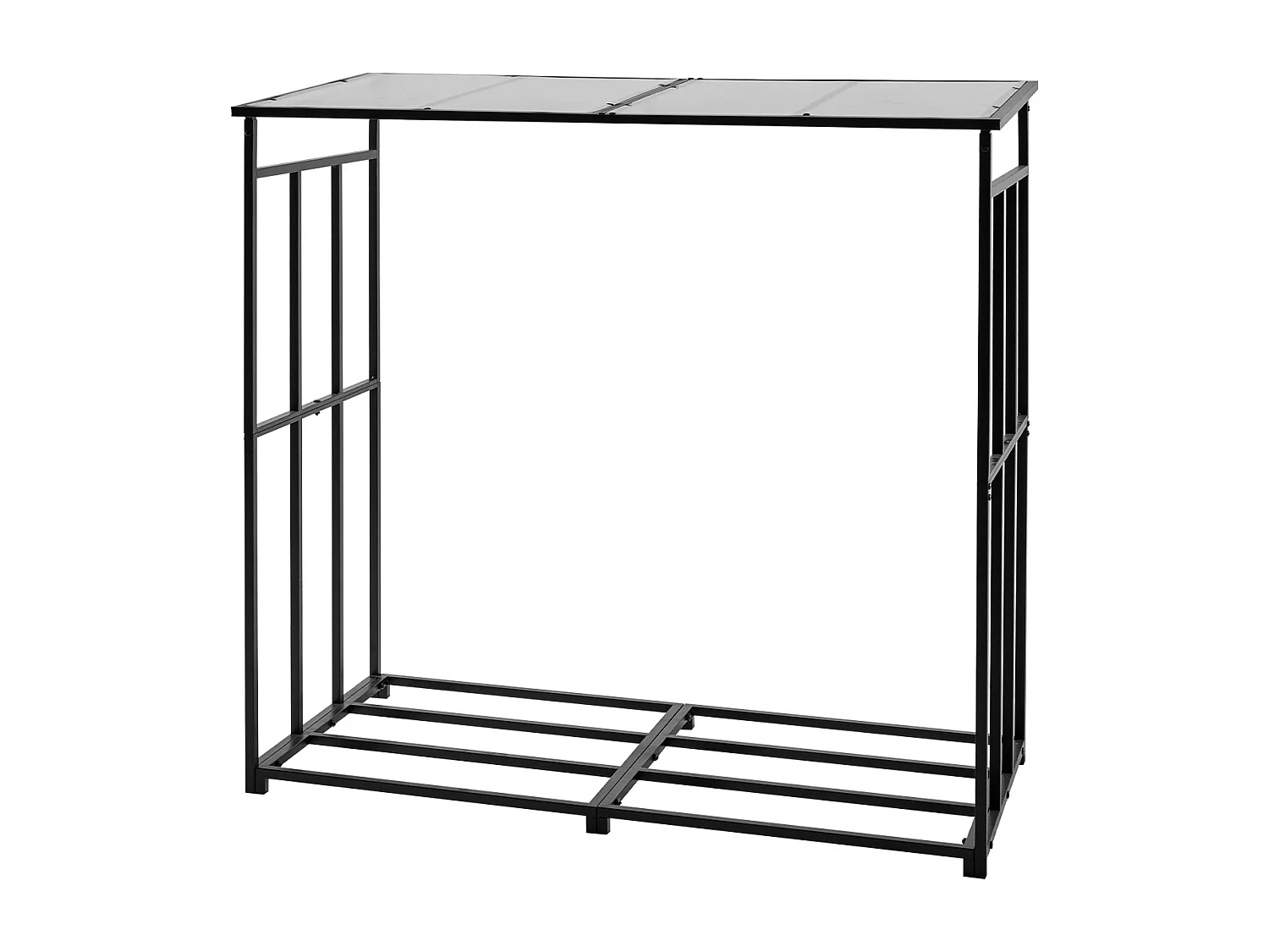 Schowek na Drewno SucceBuy do Ogrzewania z Pochyłym Daszkiem, Metalowy Zewnętrzny Schowek na Drewno, 185 x 70 x 180 cm, Maksymalna Nośność 299,4 kg, na Taras