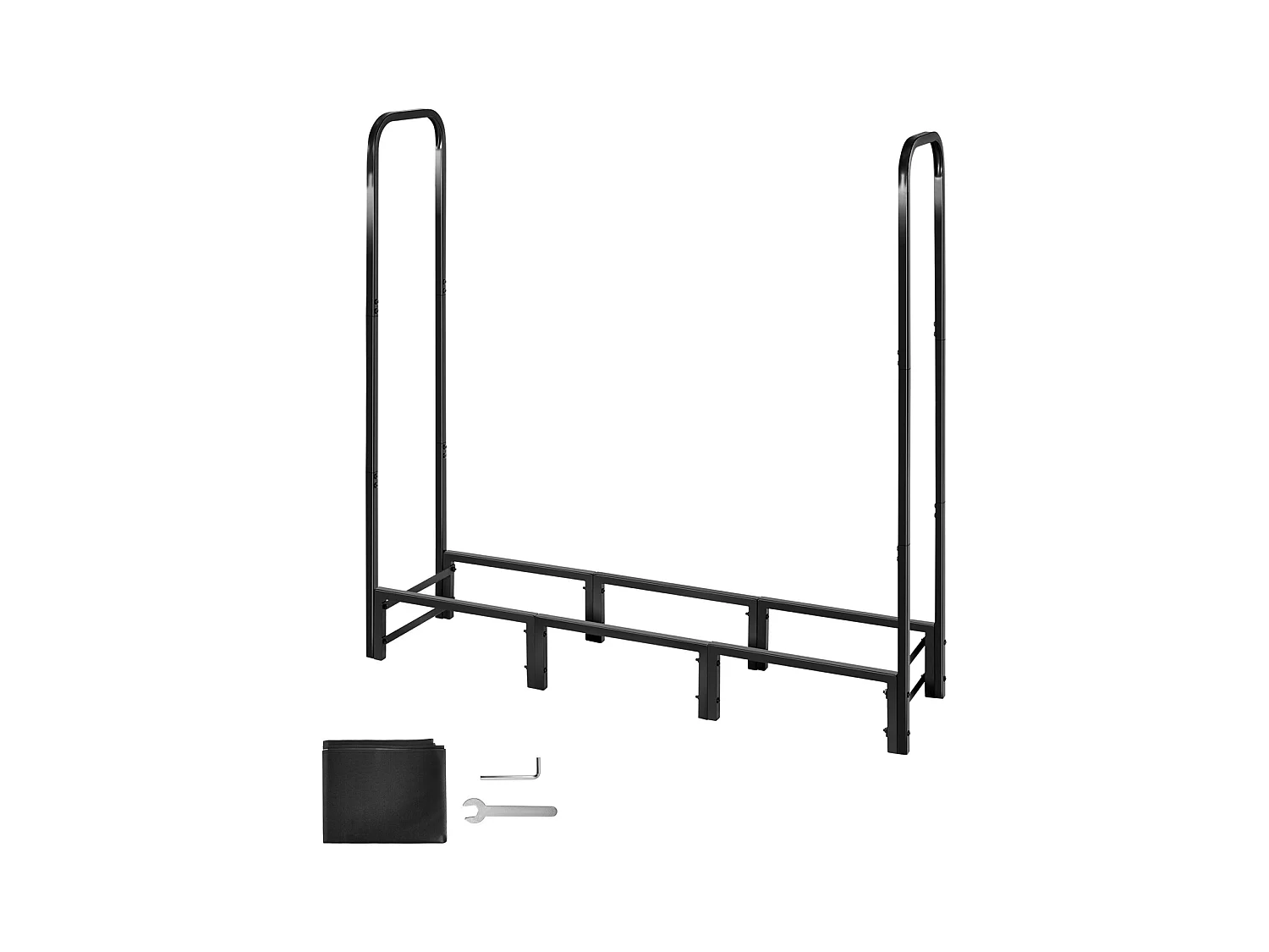 Support à Bois SucceBuy de Chauffage avec Housse Imperméable, Range-bûches Extérieur en Métal, 122 x 32 x 118 cm, Charge Maximale 181,4 kg, pour Terrasse