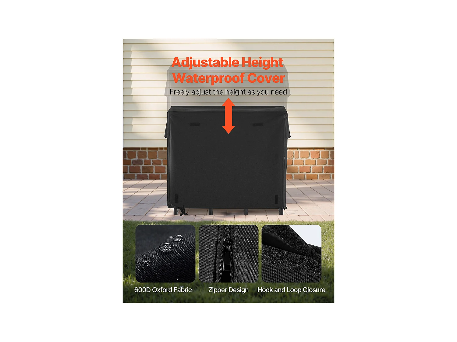 Support à Bois SucceBuy de Chauffage avec Housse Imperméable, Range-bûches Extérieur en Métal, 122 x 32 x 118 cm, Charge Maximale 181,4 kg, pour Terrasse