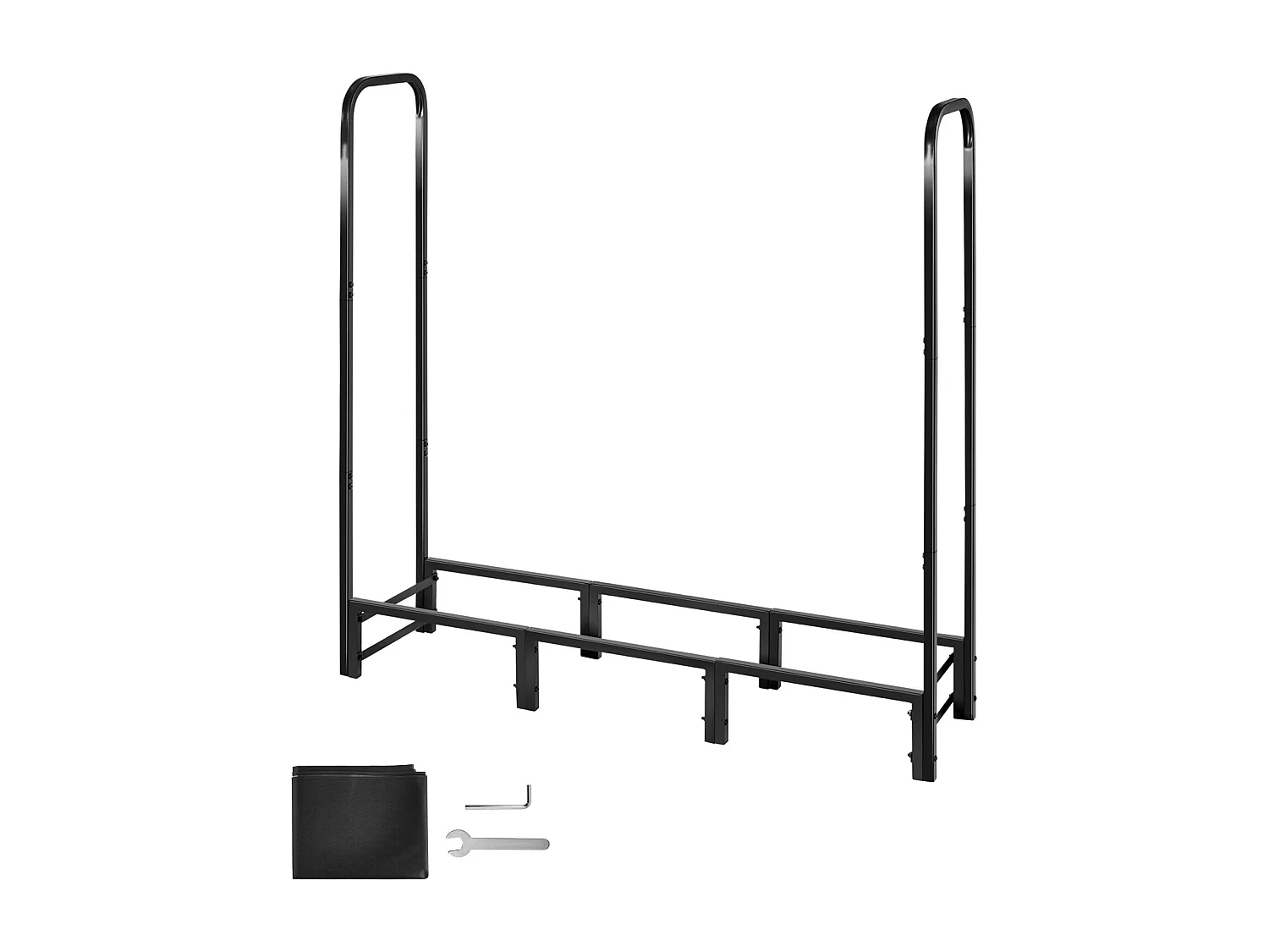 Schowek na Drewno SucceBuy do Ogrzewania z Wodoodpornym Pokrowcem, Metalowy Zewnętrzny Schowek na Drewno, 122 x 32 x 118 cm, Maksymalne Obciążenie 181,4 kg