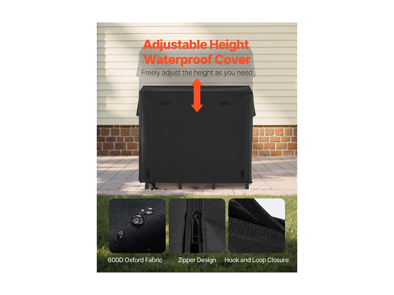 Schowek na Drewno SucceBuy do Ogrzewania z Wodoodpornym Pokrowcem, Metalowy Zewnętrzny Schowek na Drewno, 122 x 32 x 118 cm, Maksymalne Obciążenie 181,4 kg