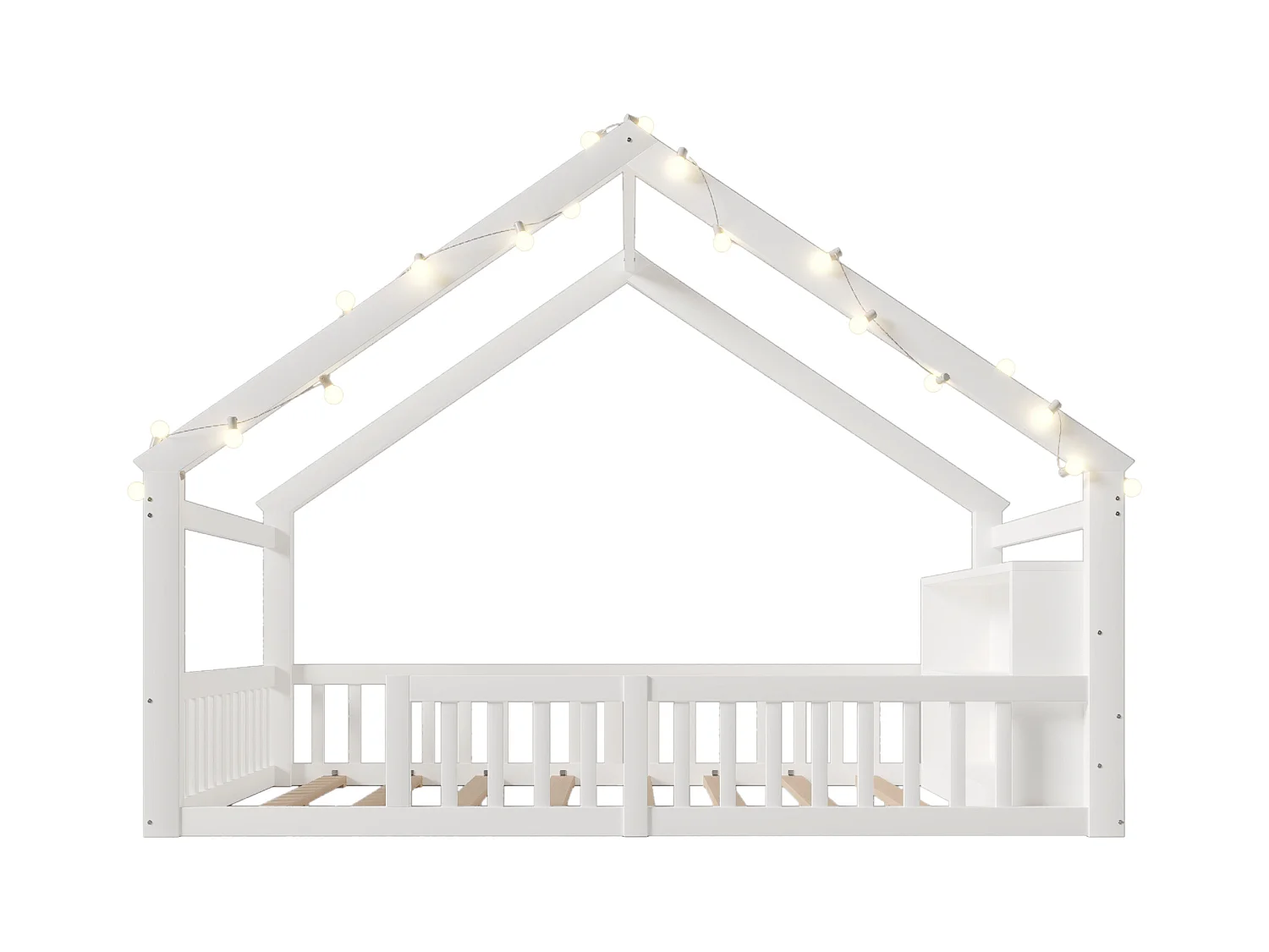 Lit enfant 140x190 cm - avec barrières de sécurité - pin - blanc (matelas non inclus)