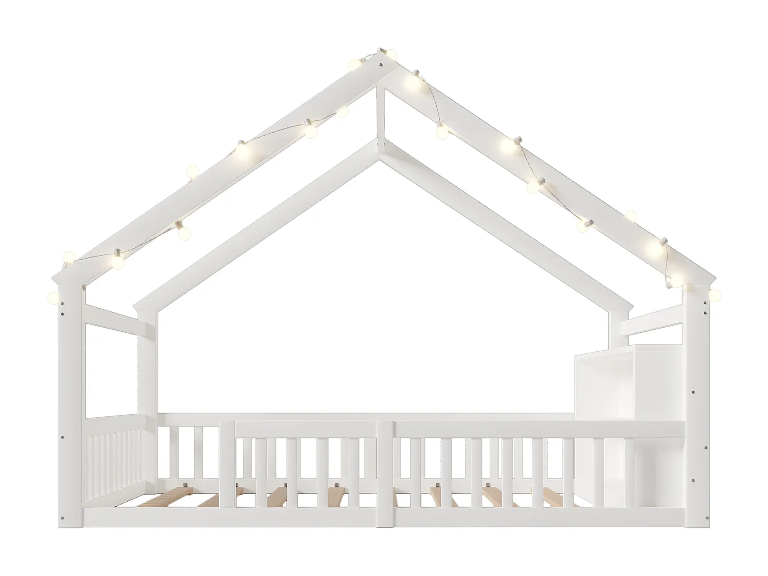 Letto bambino 140x190 cm - con barriere di sicurezza - pino - bianco (materasso non incluso)