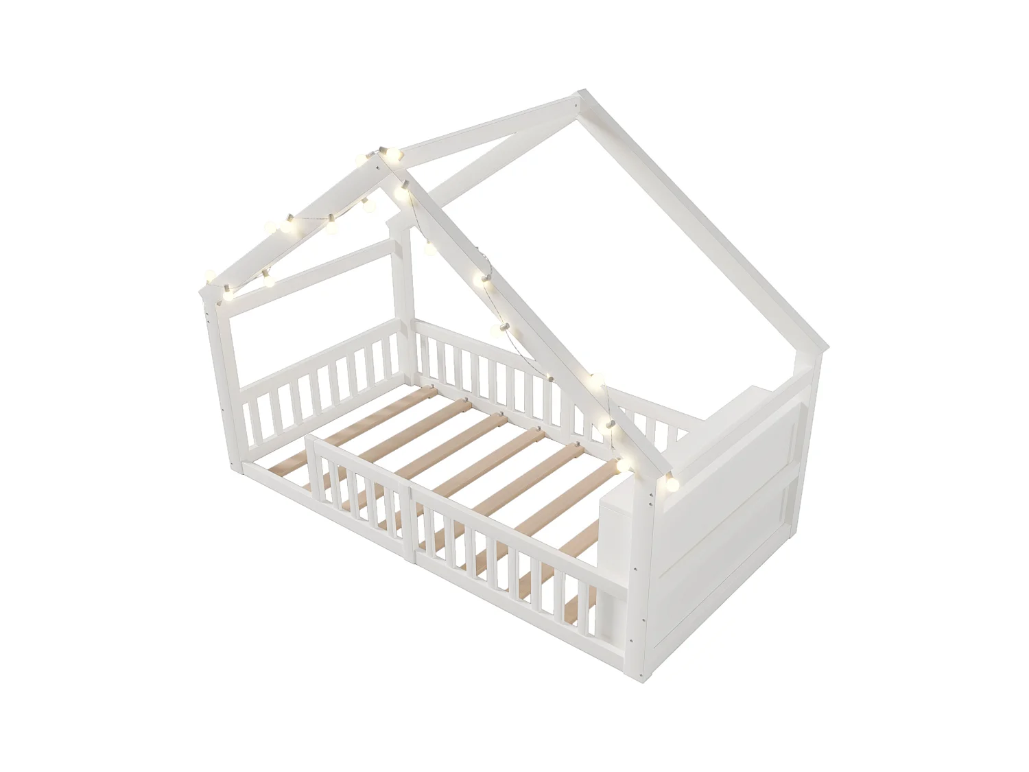 Lit enfant 90x190 cm - avec barrières de sécurité - pin - blanc (matelas non inclus)