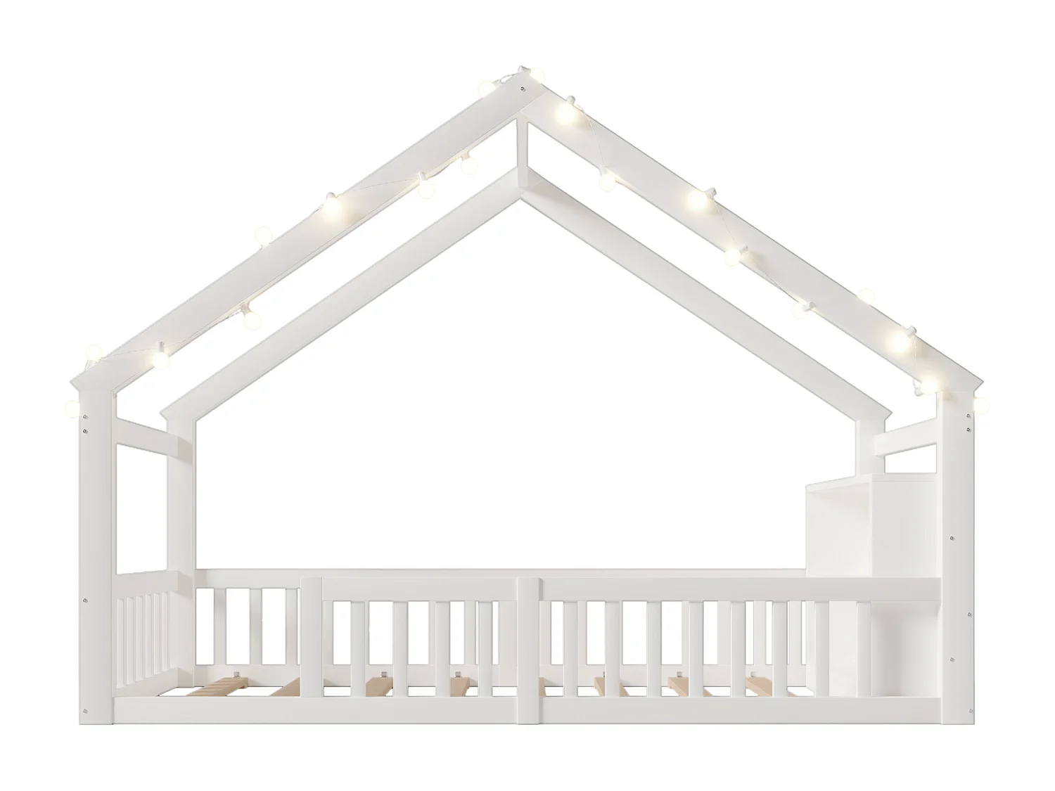 Letto bambino 90x190 cm - con barriere di sicurezza - pino - bianco (materasso non incluso)