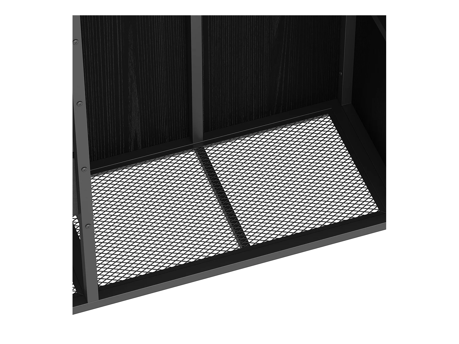 Lit mezzanine 90x200 cm - avec 2 tiroirs - armoire ouverte - avec éclairage LED - compartiments de rangement - noir (matelas non inclus)