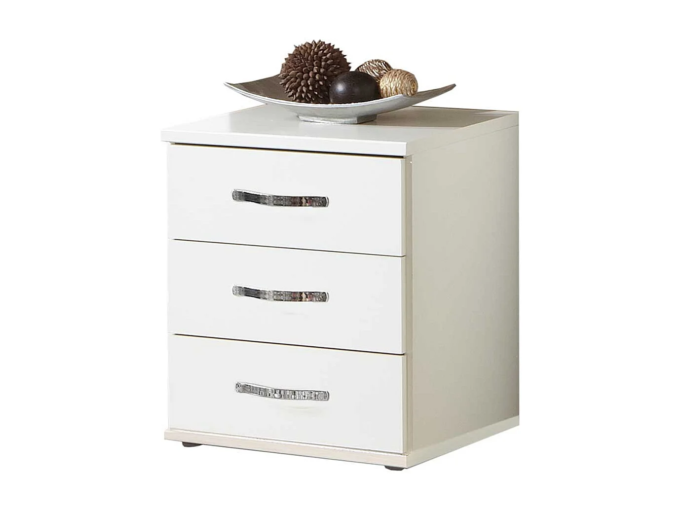 Weiße Nachttisch Kommode mit drei Schubladen 58 cm hoch