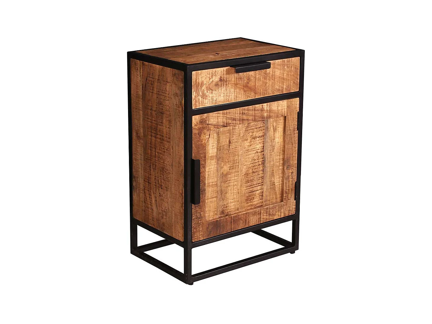 Massivholz Kommode aus Mangobaum und Metall rechteckig