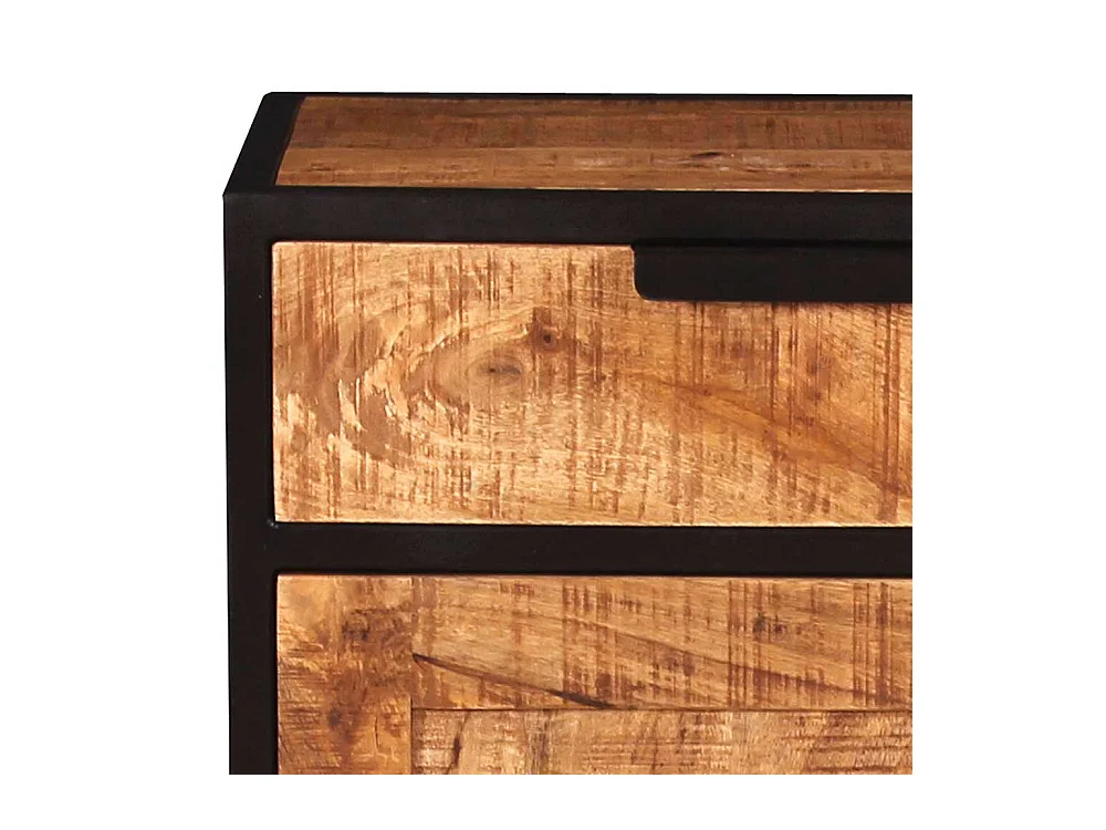Massivholz Kommode aus Mangobaum und Metall rechteckig