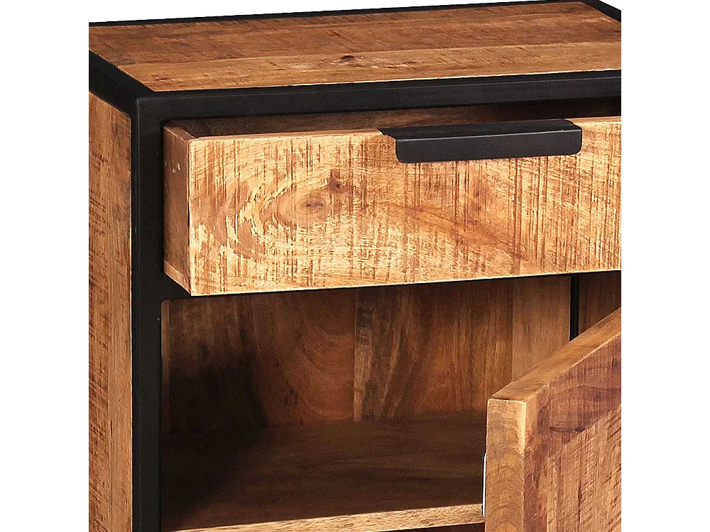 Massivholz Kommode aus Mangobaum und Metall rechteckig