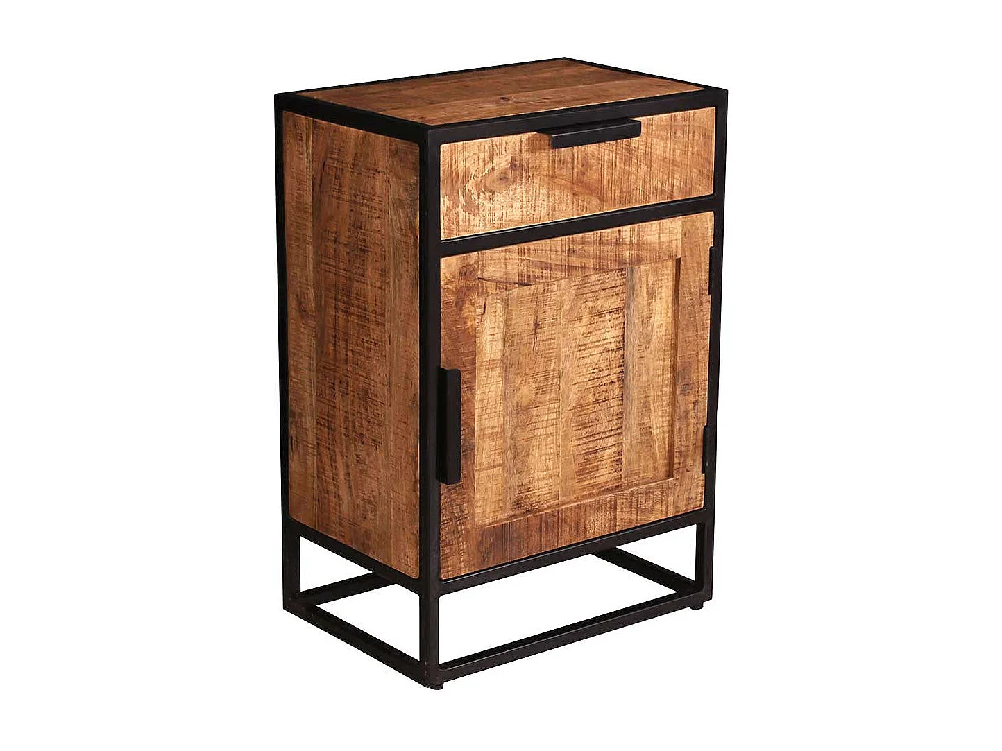 Massivholz Kommode aus Mangobaum und Metall rechteckig