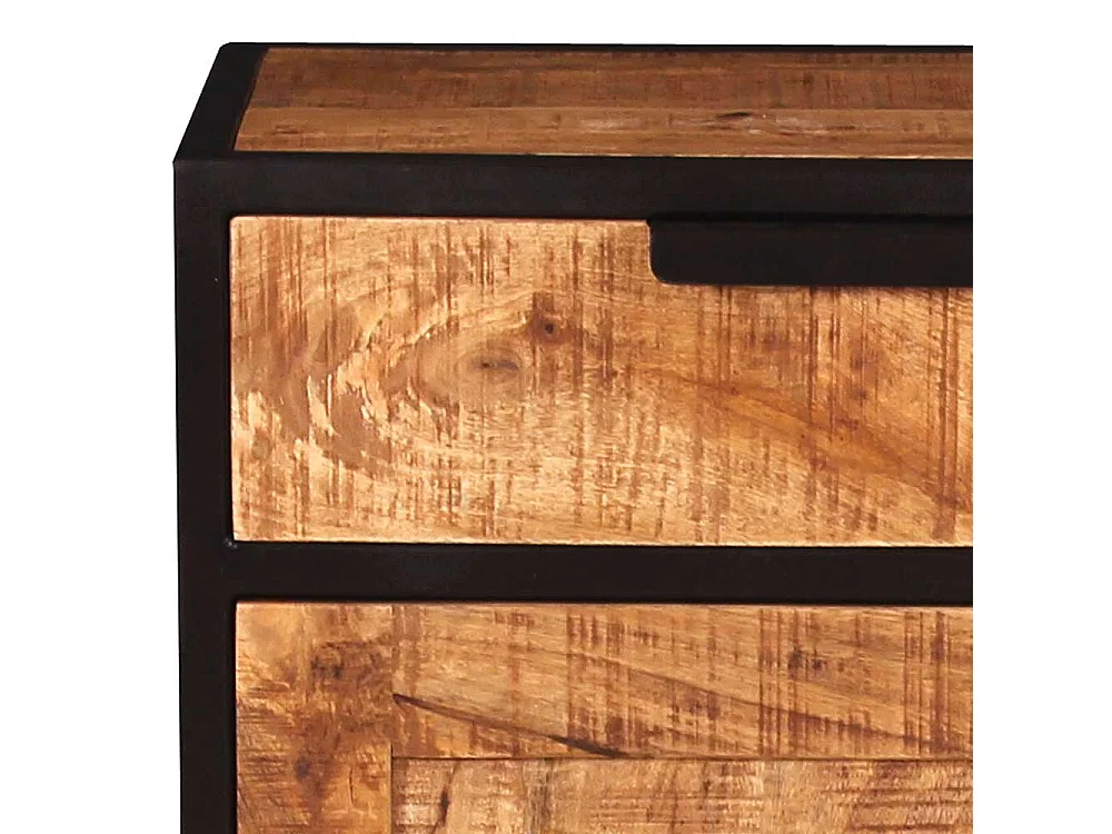 Massivholz Kommode aus Mangobaum und Metall rechteckig