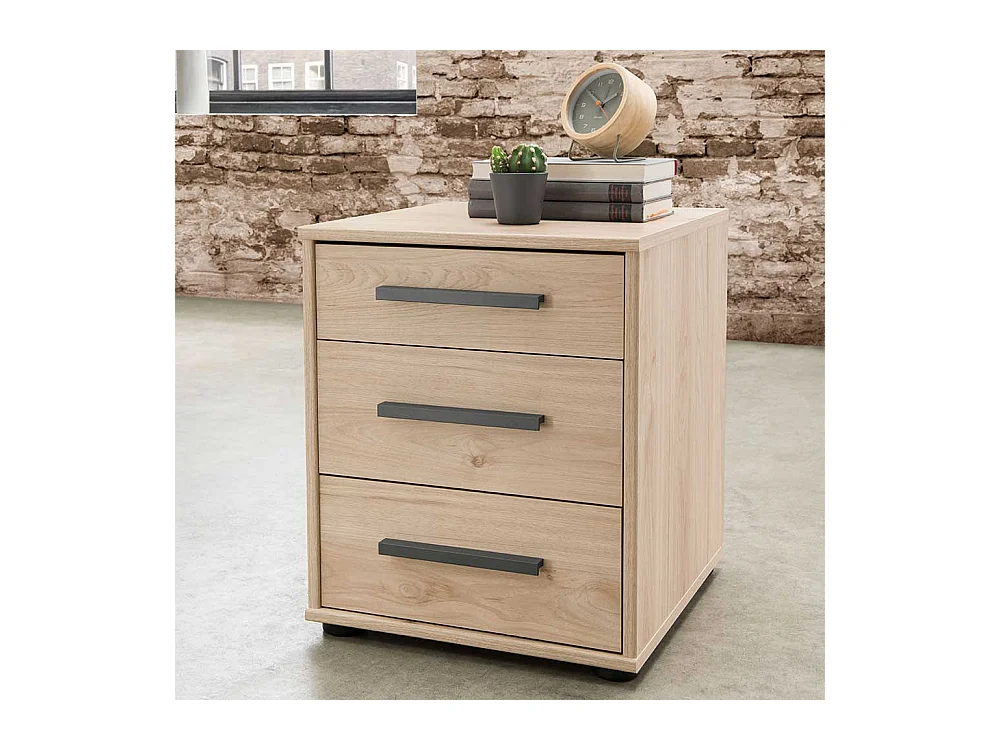 Nachtkommoden in Eiche Optik und Dunkelgrau Made in Germany