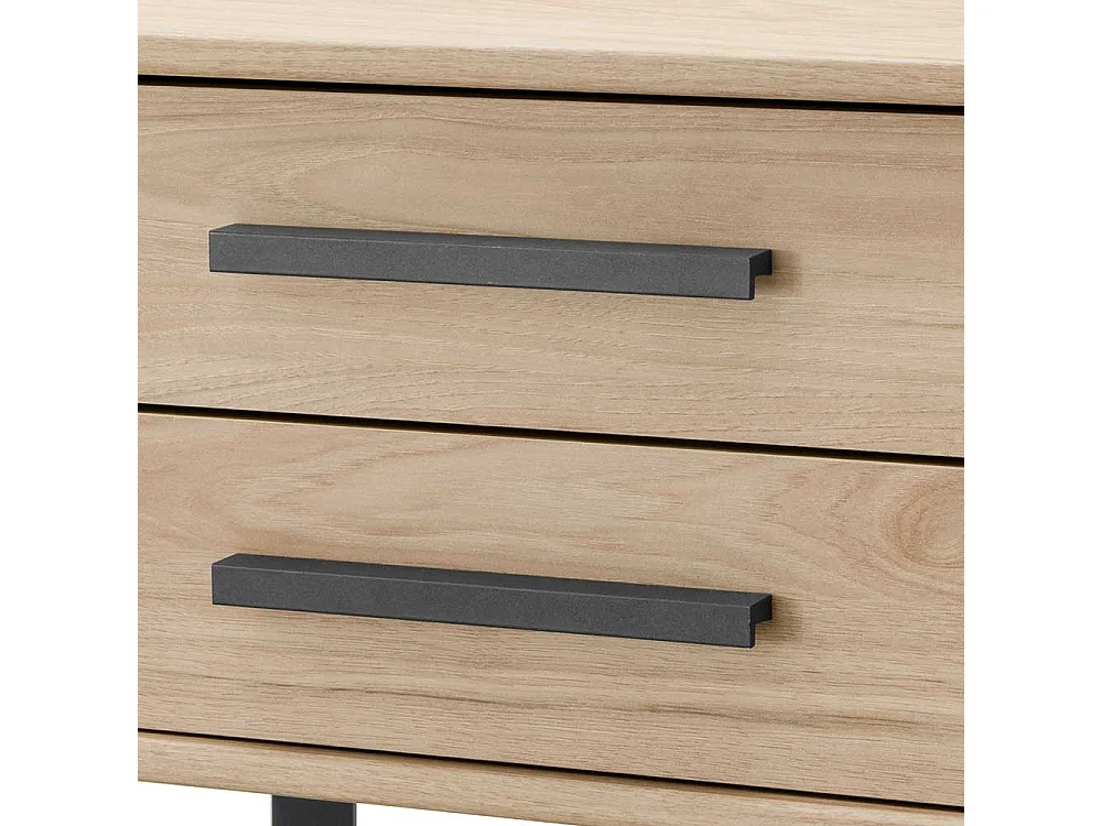 Nachttisch in Eiche Optik und Dunkelgrau LED Beleuchtung