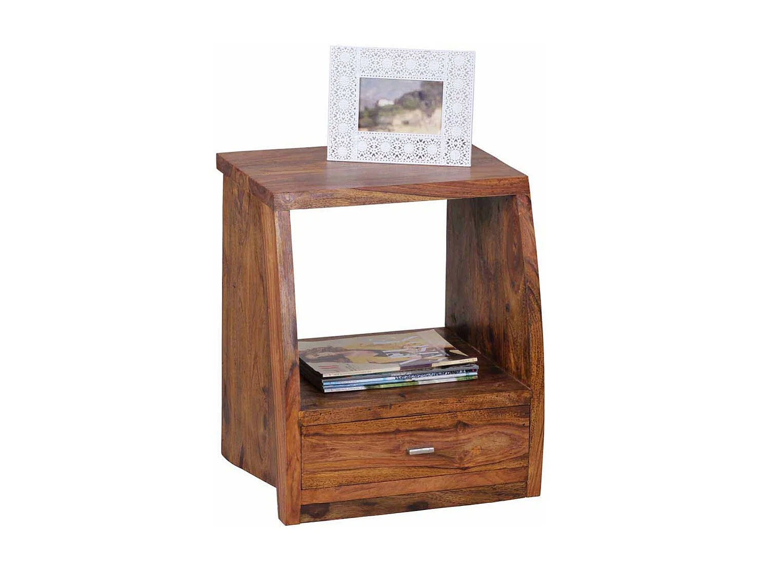 Nachtkonsole aus Sheesham Massivholz 45 cm breit