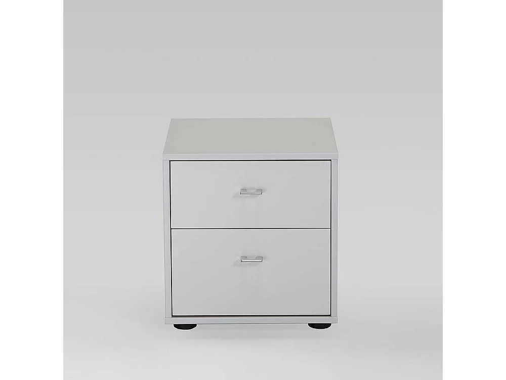 Nachtkommode in Weiß Glas beschichtet