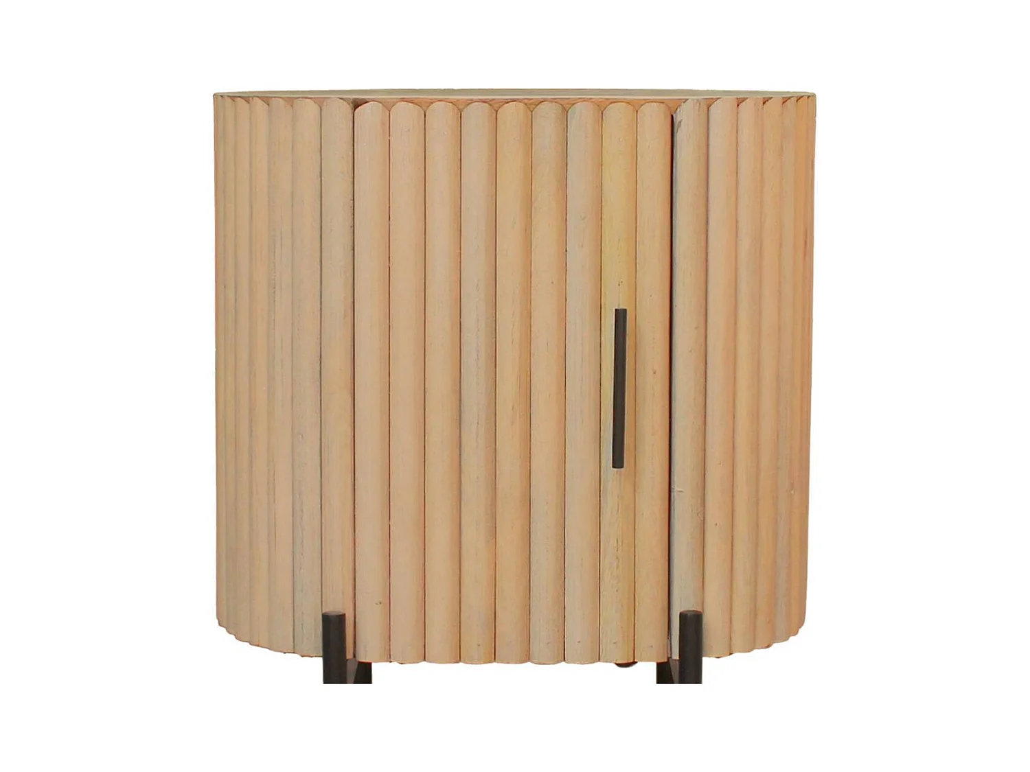 Nachttisch Beistellschrank aus Mangobaum Massivholz in Paneeloptik