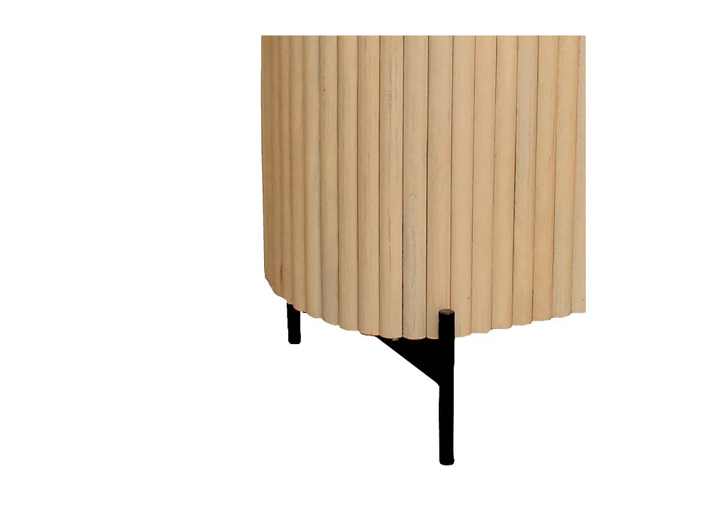 Nachttisch Beistellschrank aus Mangobaum Massivholz in Paneeloptik