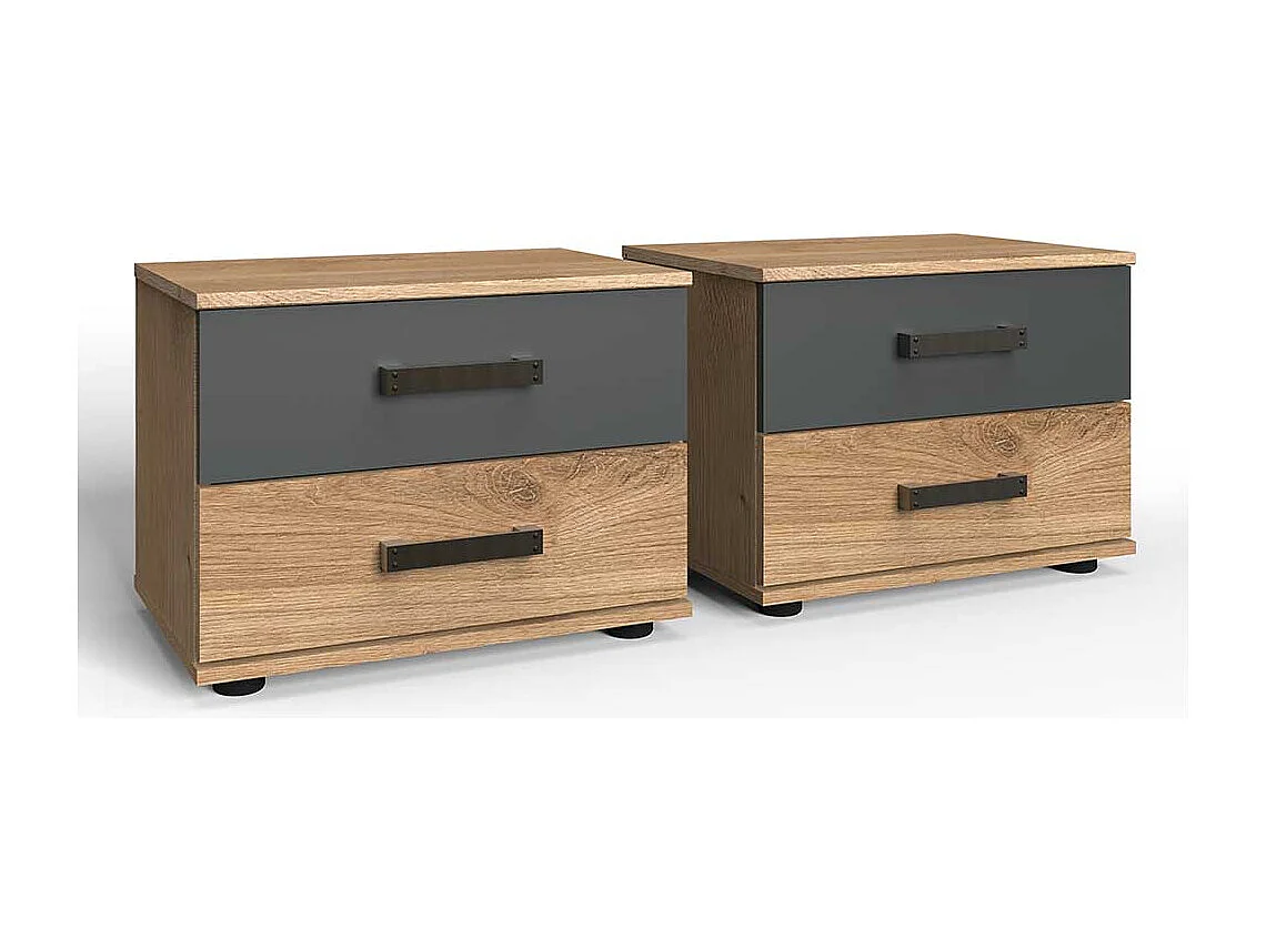 Nachtkästchen im Industry und Loft Stil zwei Schubladen