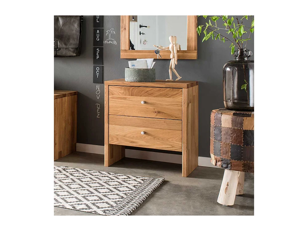 Garderoben Kommode aus Wildeiche Massivholz 2 Schubladen