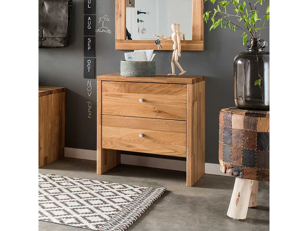 Garderoben Kommode aus Wildeiche Massivholz 2 Schubladen