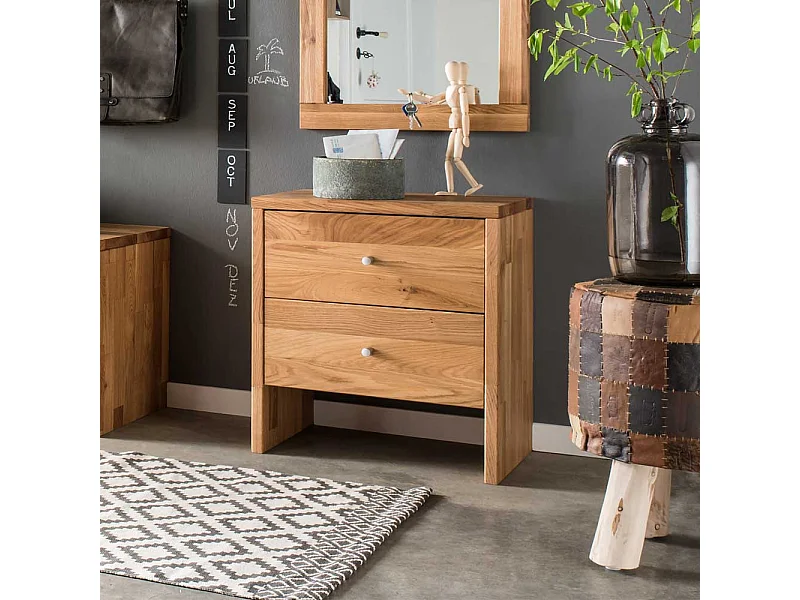 Garderoben Kommode aus Wildeiche Massivholz 2 Schubladen