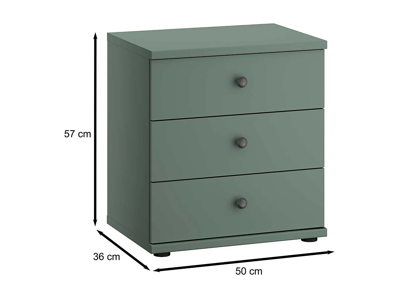 Nachtkonsole mit Schubladen in Graugrün modernen Landhausstil