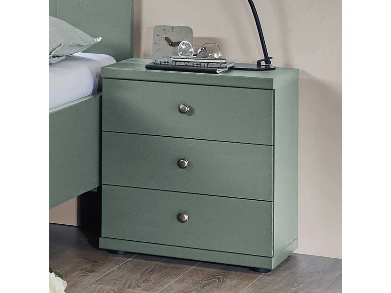 Nachtkonsole mit Schubladen in Graugrün modernen Landhausstil