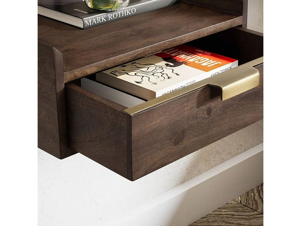 Nachttisch Nachtschrank in Dunkelbraun mit einer Schublade