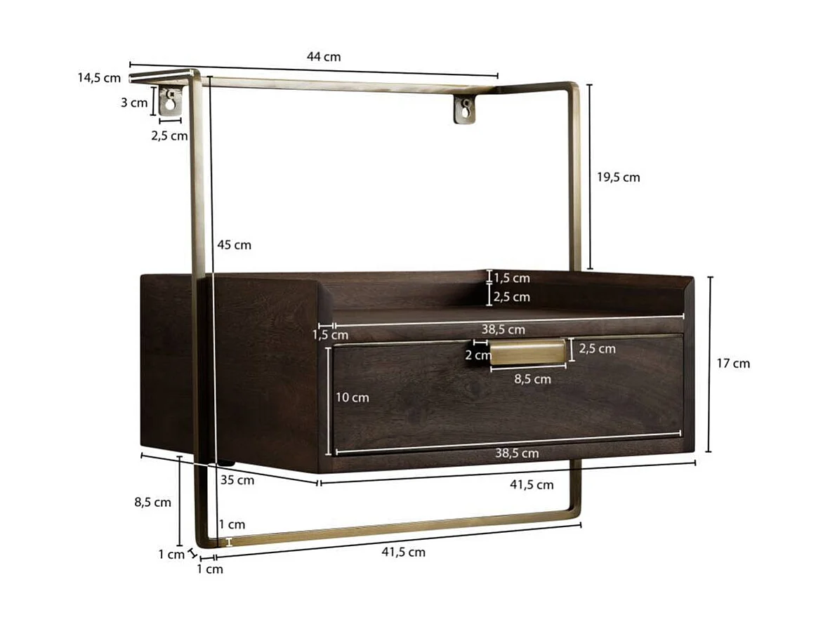 Nachttisch Nachtschrank in Dunkelbraun mit einer Schublade