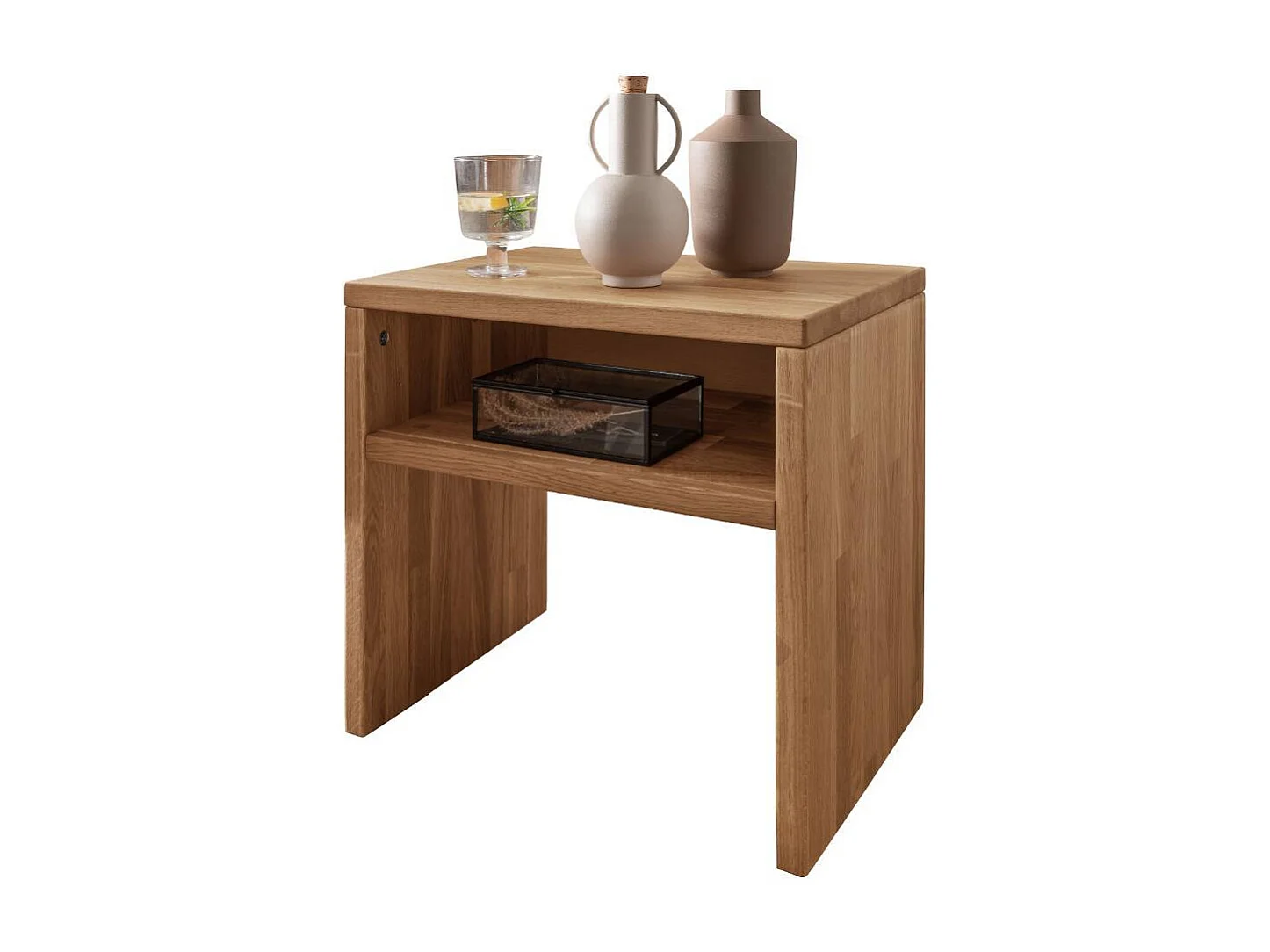 Nachtschrank Nachtkonsole aus Wildeiche Massivholz mit Wangengestell