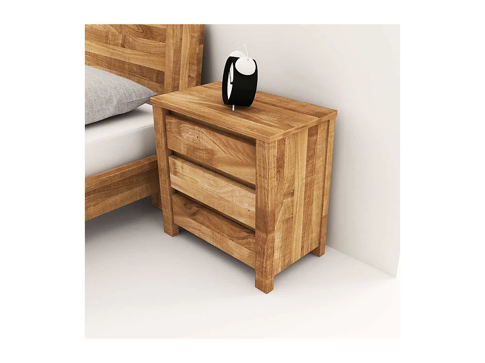 Nachtkommode aus Wildeiche Massivholz 3 Schubladen