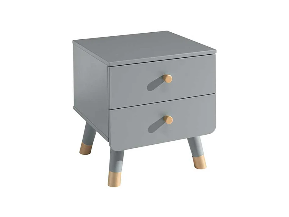 Nachttisch Kommode in Grau und Goldfarben zwei Schubladen