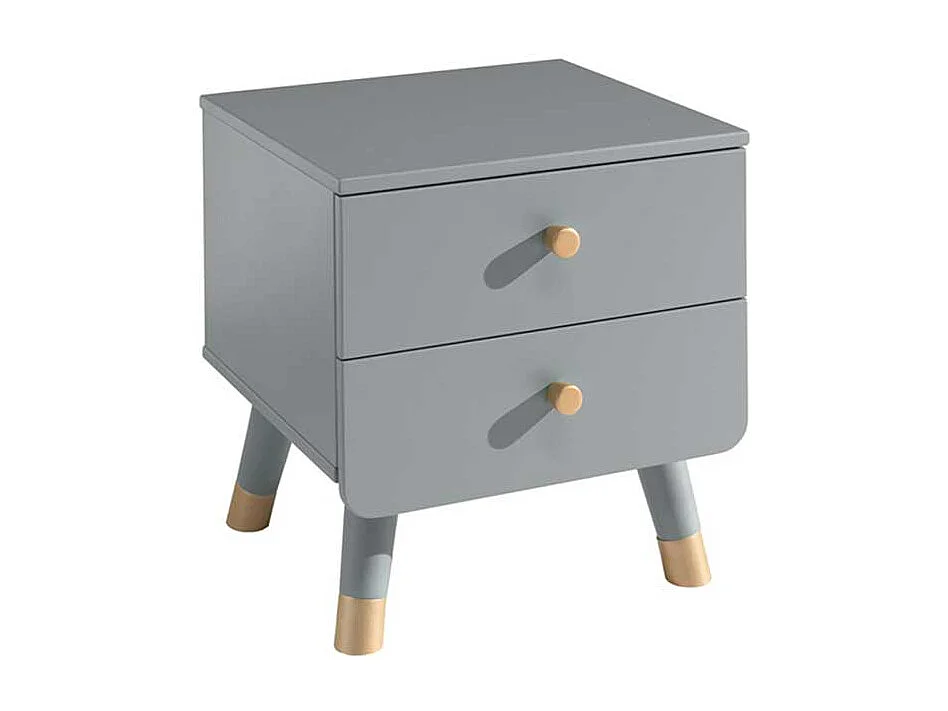 Nachttisch Kommode in Grau und Goldfarben zwei Schubladen