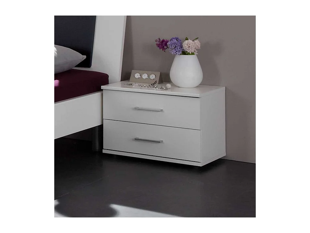 Nachtschrank in Alpinweiß zwei Schubladen