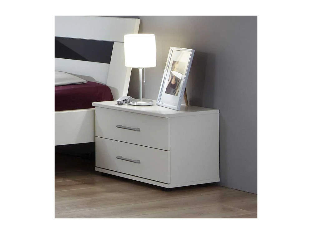 Nachtschrank in Alpinweiß zwei Schubladen