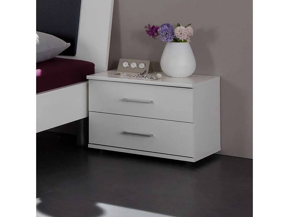 Nachtschrank in Alpinweiß zwei Schubladen