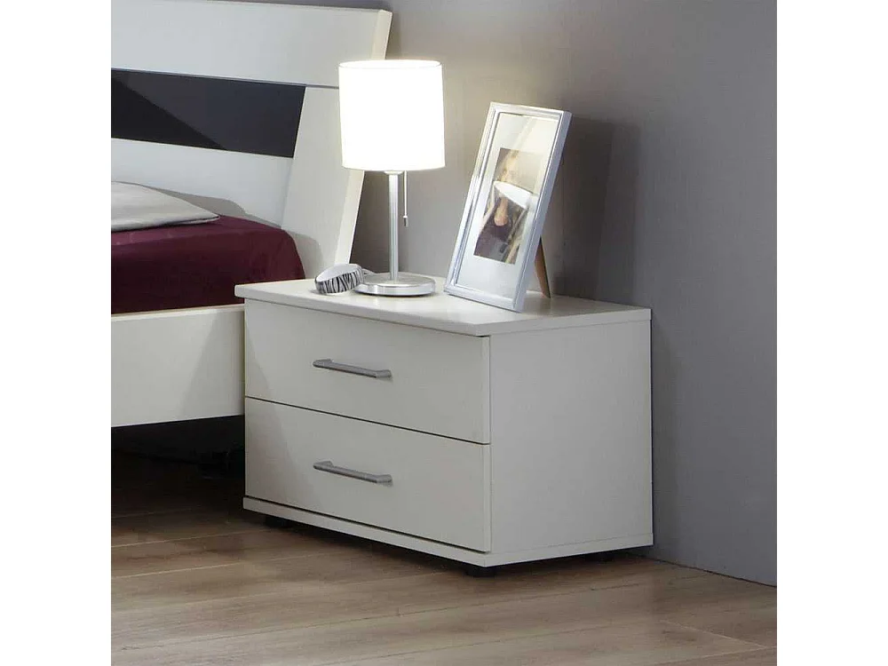 Nachtschrank in Alpinweiß zwei Schubladen