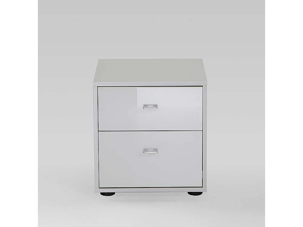 Nachtkonsole in Weiß Glas beschichtet