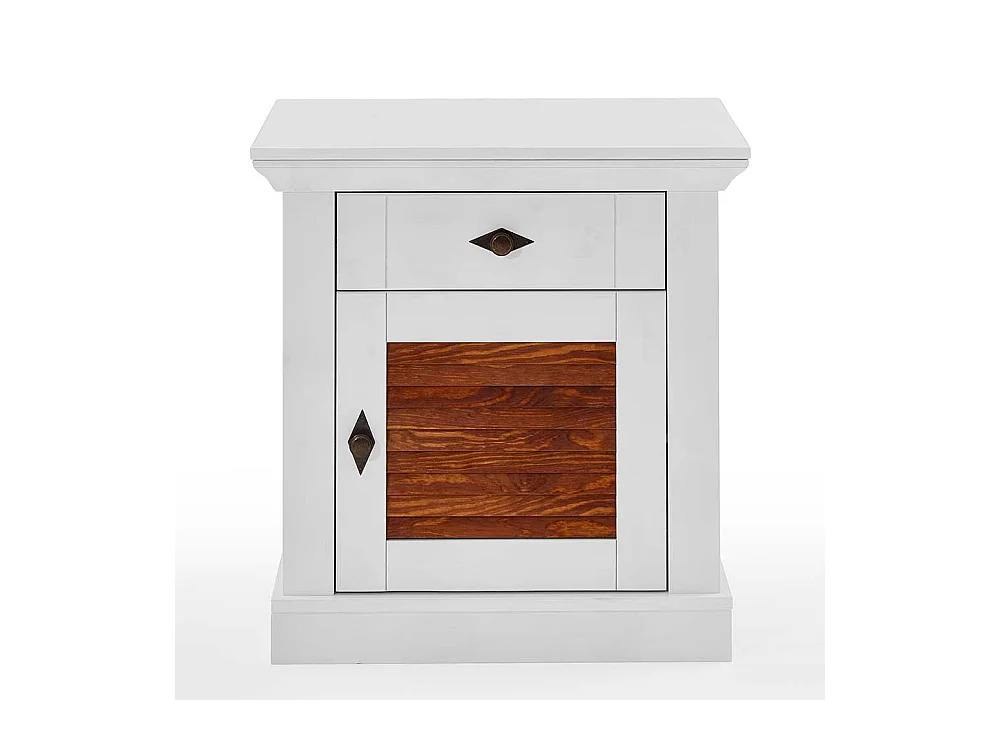 Nachtschränkchen in Weiß und Bernsteinfarben Landhausstil