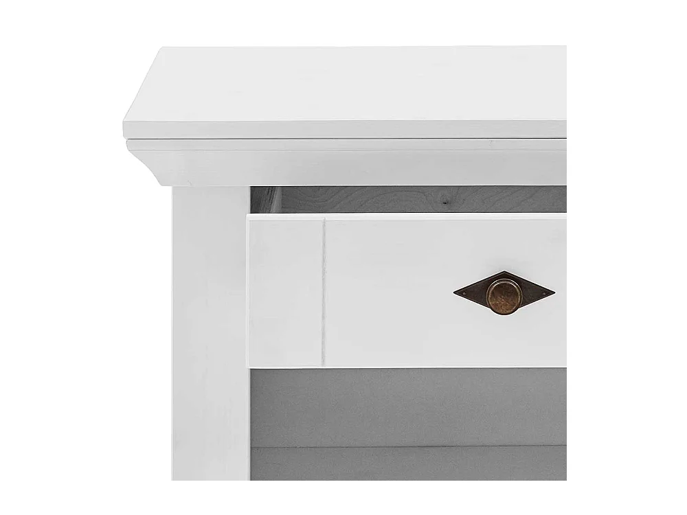 Nachtschränkchen in Weiß und Bernsteinfarben Landhausstil