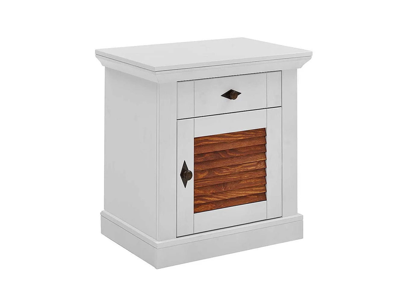 Nachtschränkchen in Weiß und Bernsteinfarben Landhausstil