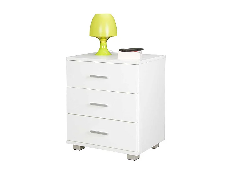 Nachtschrank weiss mit drei Schubladen 54 cm hoch - 45 cm breit