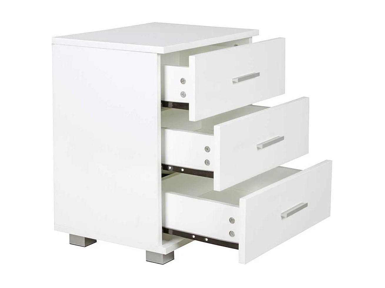 Nachtschrank weiss mit drei Schubladen 54 cm hoch - 45 cm breit